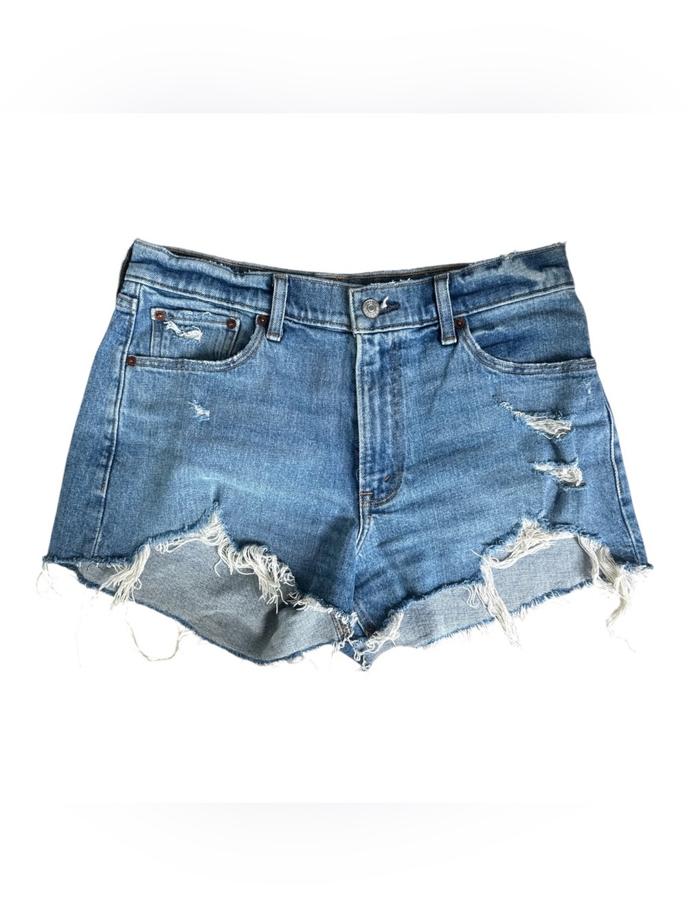 Abercrombie & Fitch The Mom Shorts Mid Rise Distressed Denim
